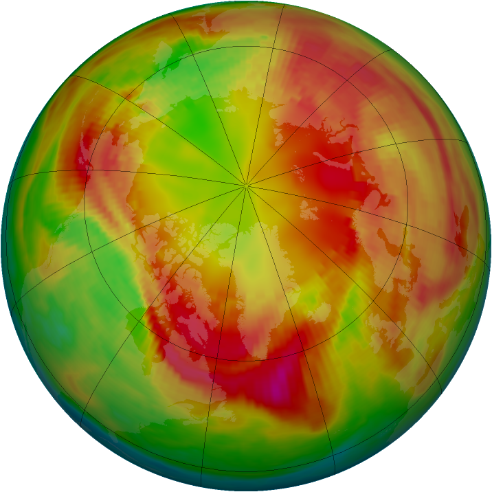 Arctic ozone map for 16 February 1982